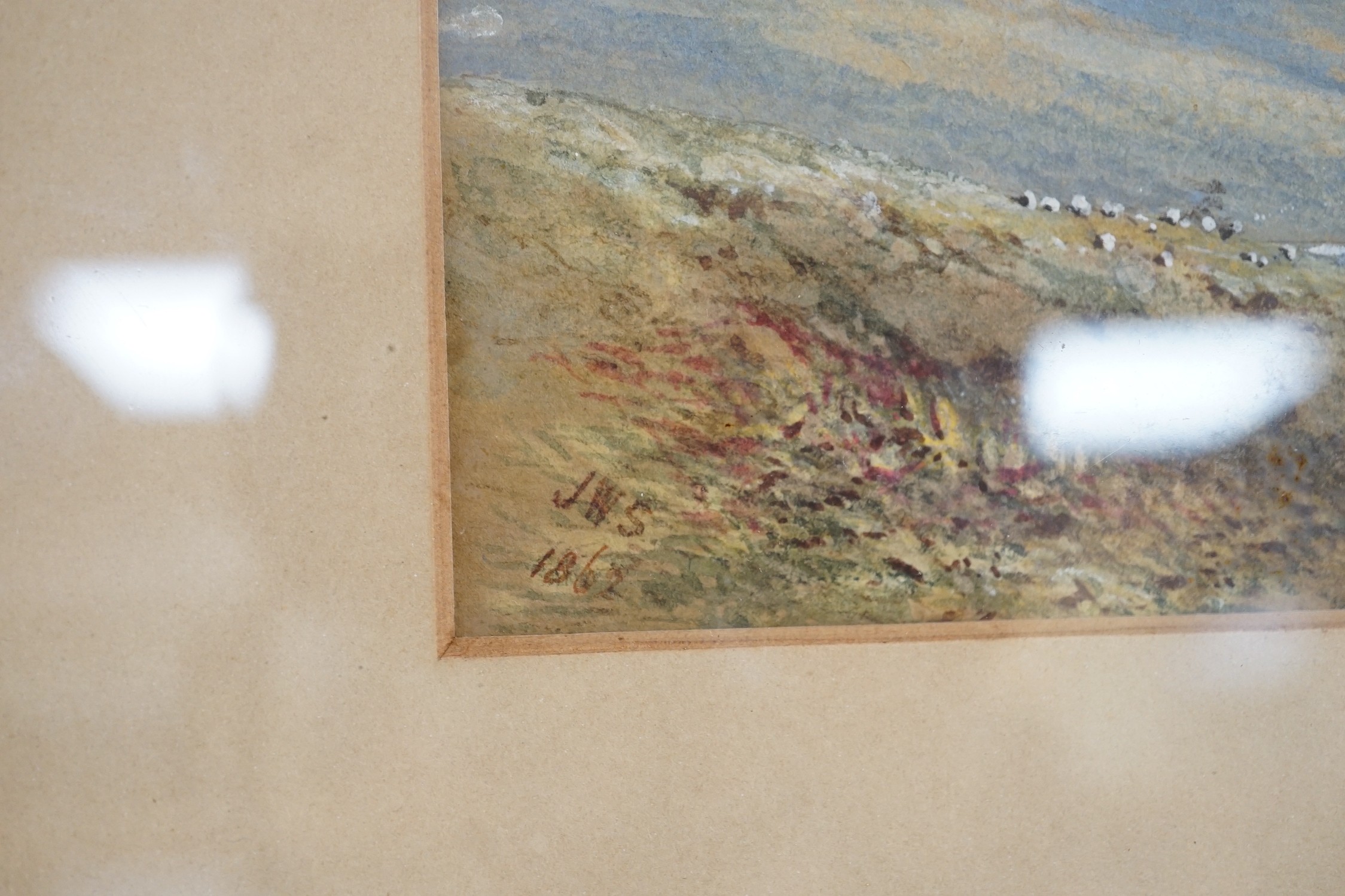 JWS 1868, watercolour, Loch Awe, initialled and dated, 10 x 40cm